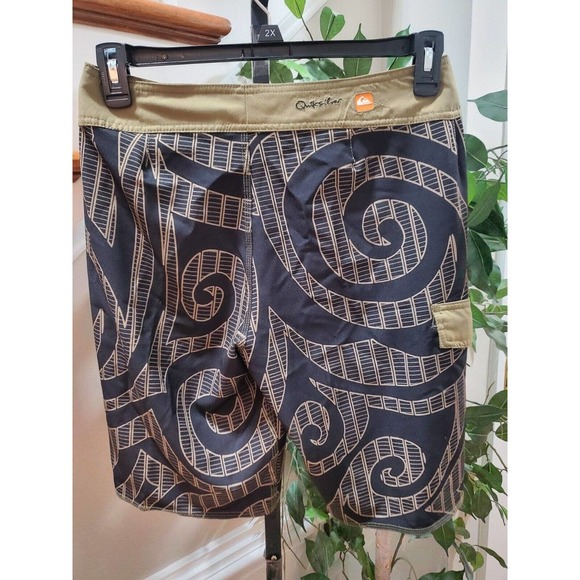 Quicksilver Men Beige & Black Polyester Pull On Stretch Swimwear Shorts Size 32 - Picture 7 of 15
